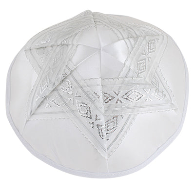 Kippa en satin blanc 19 cm avec Maguen