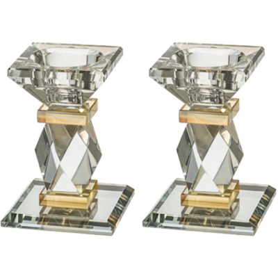 Bougeoirs en cristal design 10 cm doré