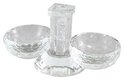 Salière en cristal avec verres pilés au centre
