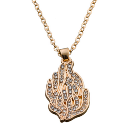 Pendentif flamme breslev en métal doré et zirkon avec sa chaine