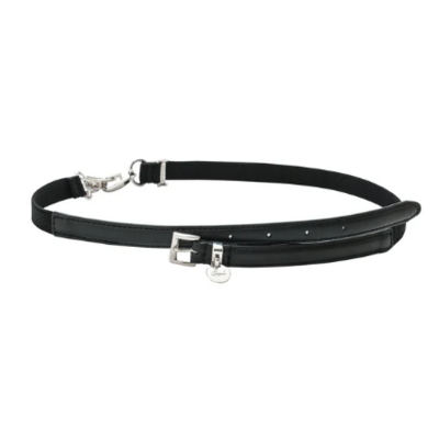 Ceinture noire de chabat bi matière cuir elastique pour femme