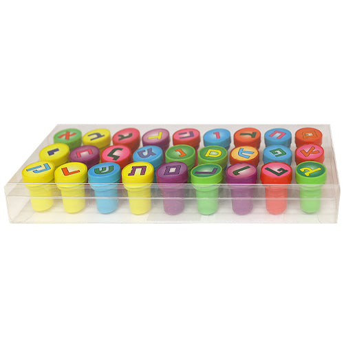 27 TAMPONS ALPHABET HEBREU EN COULEURS