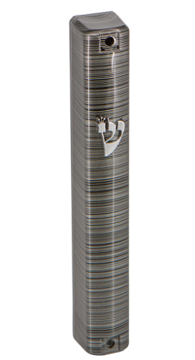 Mezouza en PVC de 12 cm blanche avec fines rayures