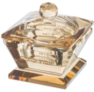 Salière en cristal avec couvercle doré