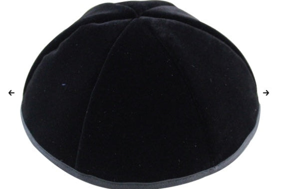 Kippa en velours noir 6 parties, avec liseret