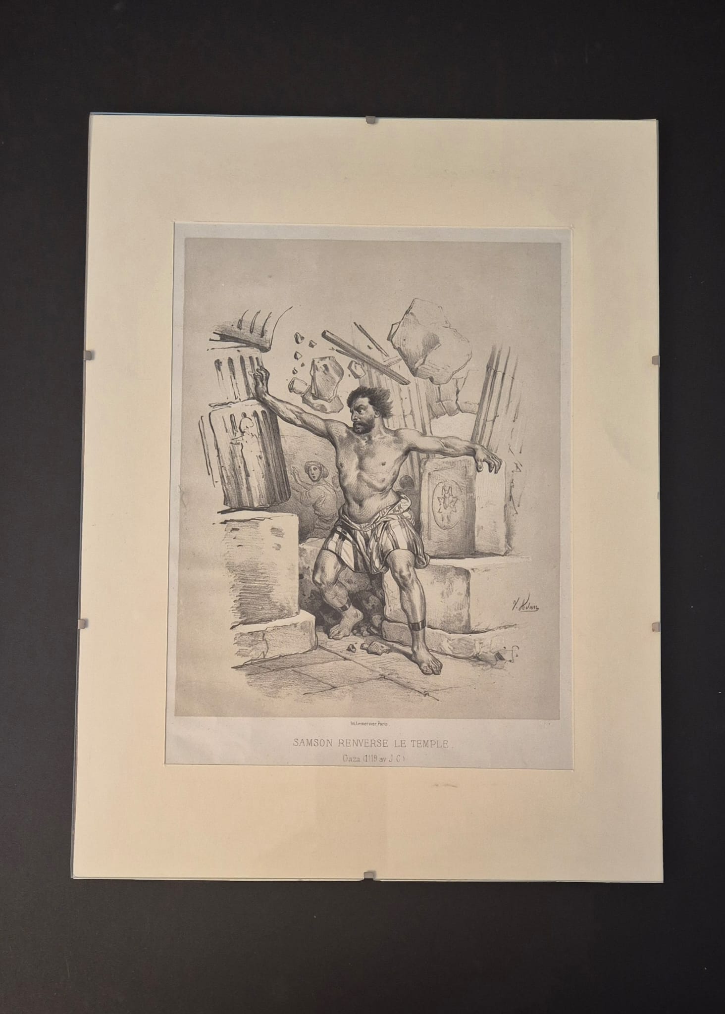 Samson renverse le temple - Lithographie