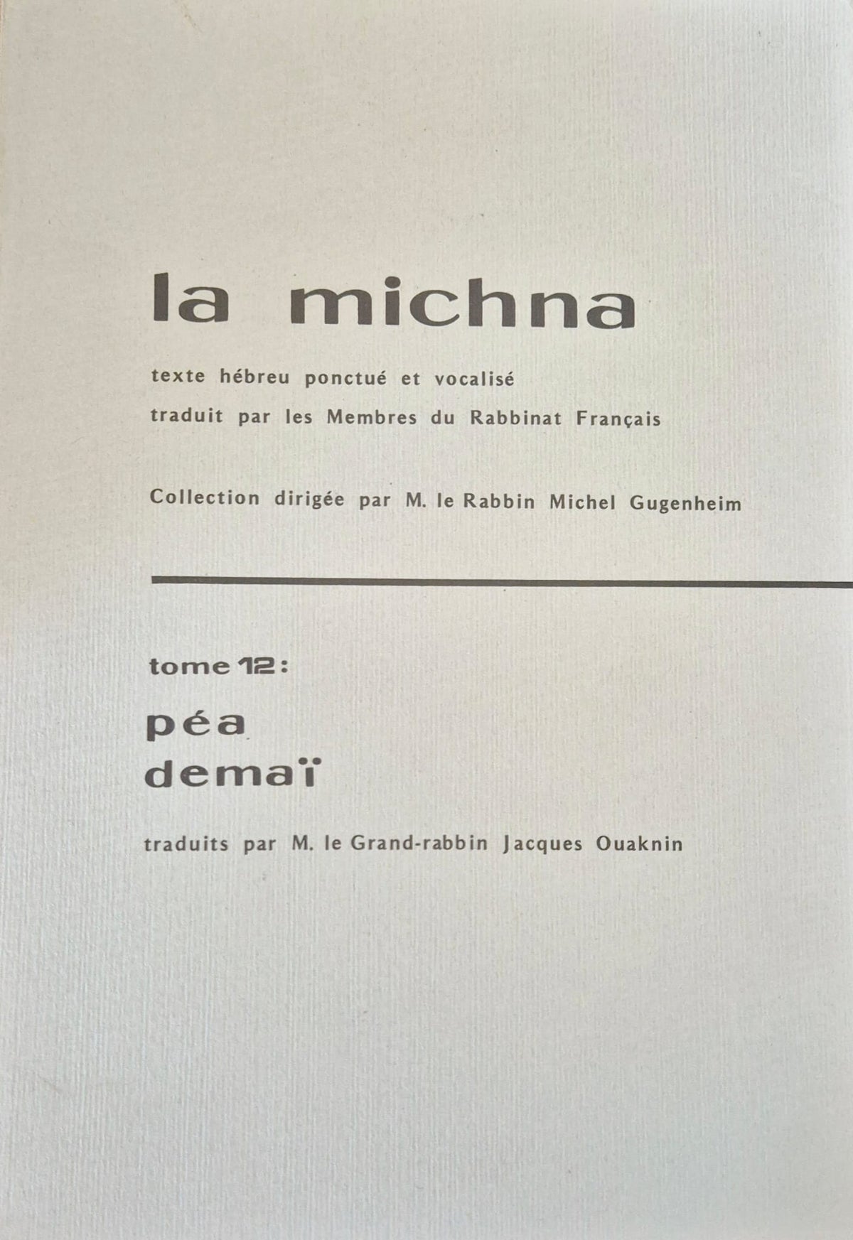La michna Péa Démaï - Traduction française