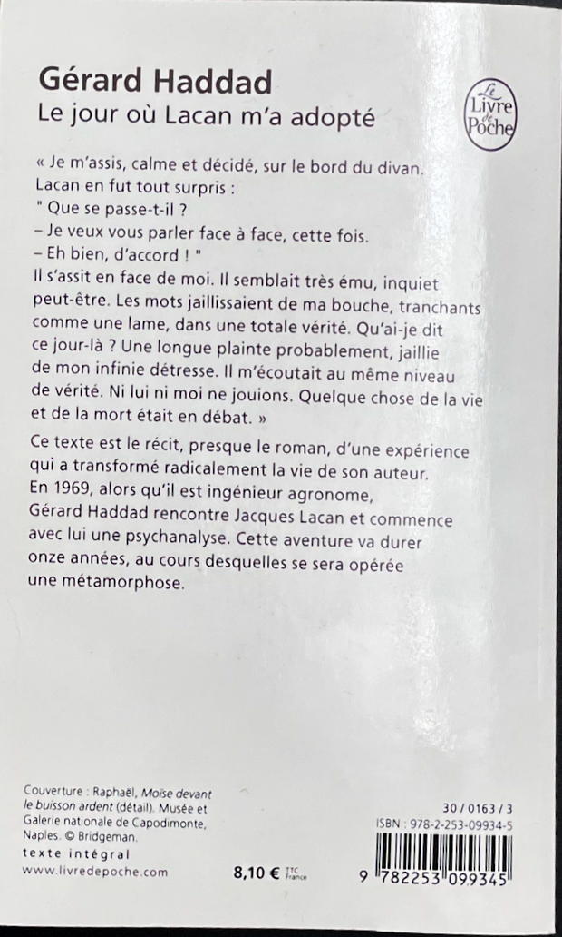 Le jour où LACAN m'a adopté - Gérard HADDAD