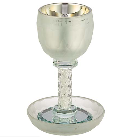 Verre a kidouch en crystal opaque avec déco pied torsadé de 16 cm de hauteur