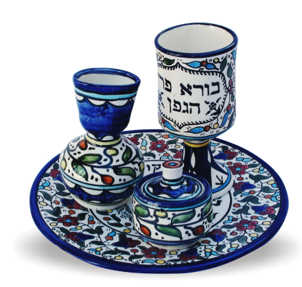 Set Havdala en céramique style Arménien- 3 pièces