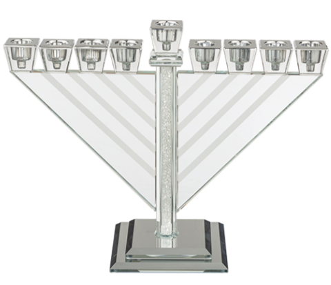 Hanoukia en cristal forme HABAD 21 cm pour allumage à l'huile