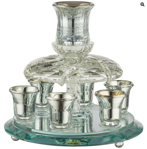 Fontaine à kidouch en crystal transparent avec 6 verres
