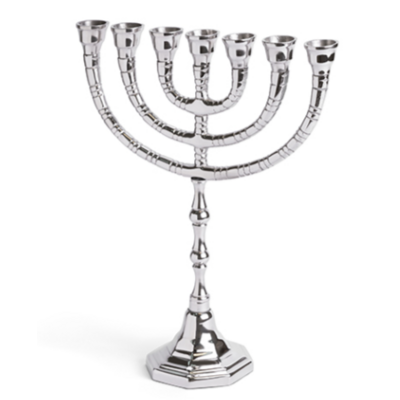 Menorah en nickel à 7 branches de 28 cm de hauteur