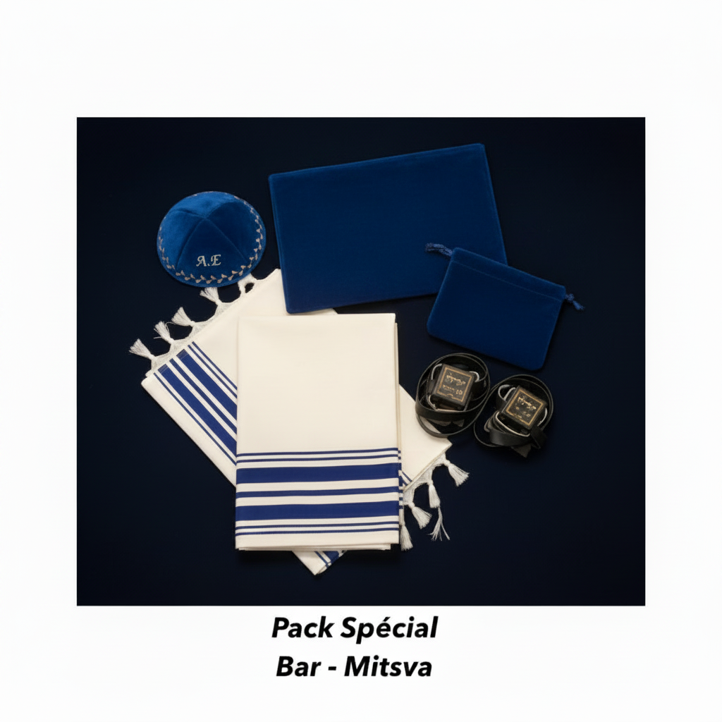 Pack Bar Mitsva - Talit + Tefilines - Pochettes, Kippa et Sidour offerts