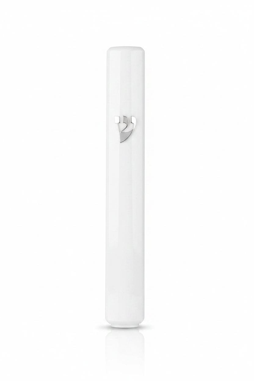Boitier mezouzah blanche en PVC 12 cm
