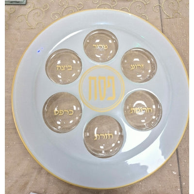 Plateau de seder pour Pessah en verre 35 cm