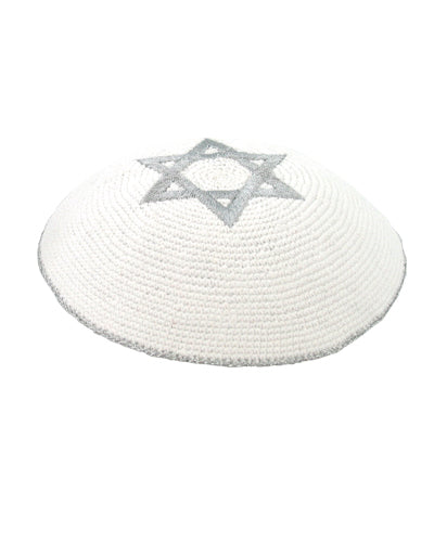 Kippa crochetée Maguen Argent Taille Standard