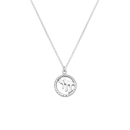 Pendentif haï cerclé et chaine en argent plaqué
