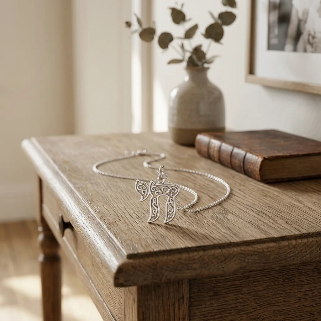 Pendentif Hai stylisé plaqué argent avec sa chaine