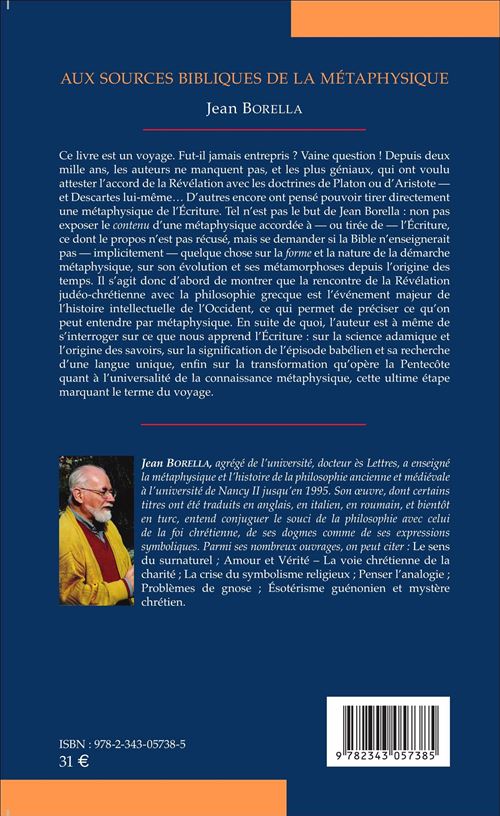 Aux sources bibliques de la métaphysique - Jean Borella
