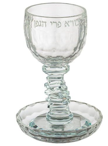 Verre à kidouch et soucoupe en verre avec deco pied design