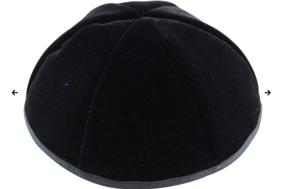 Kippa en velours noir 6 parties, avec liseret