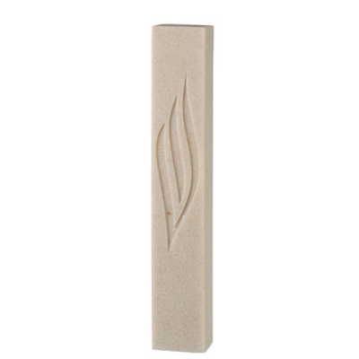 Boitier de mezouza de 12 cm en polyrésine beige avec shin stylisé