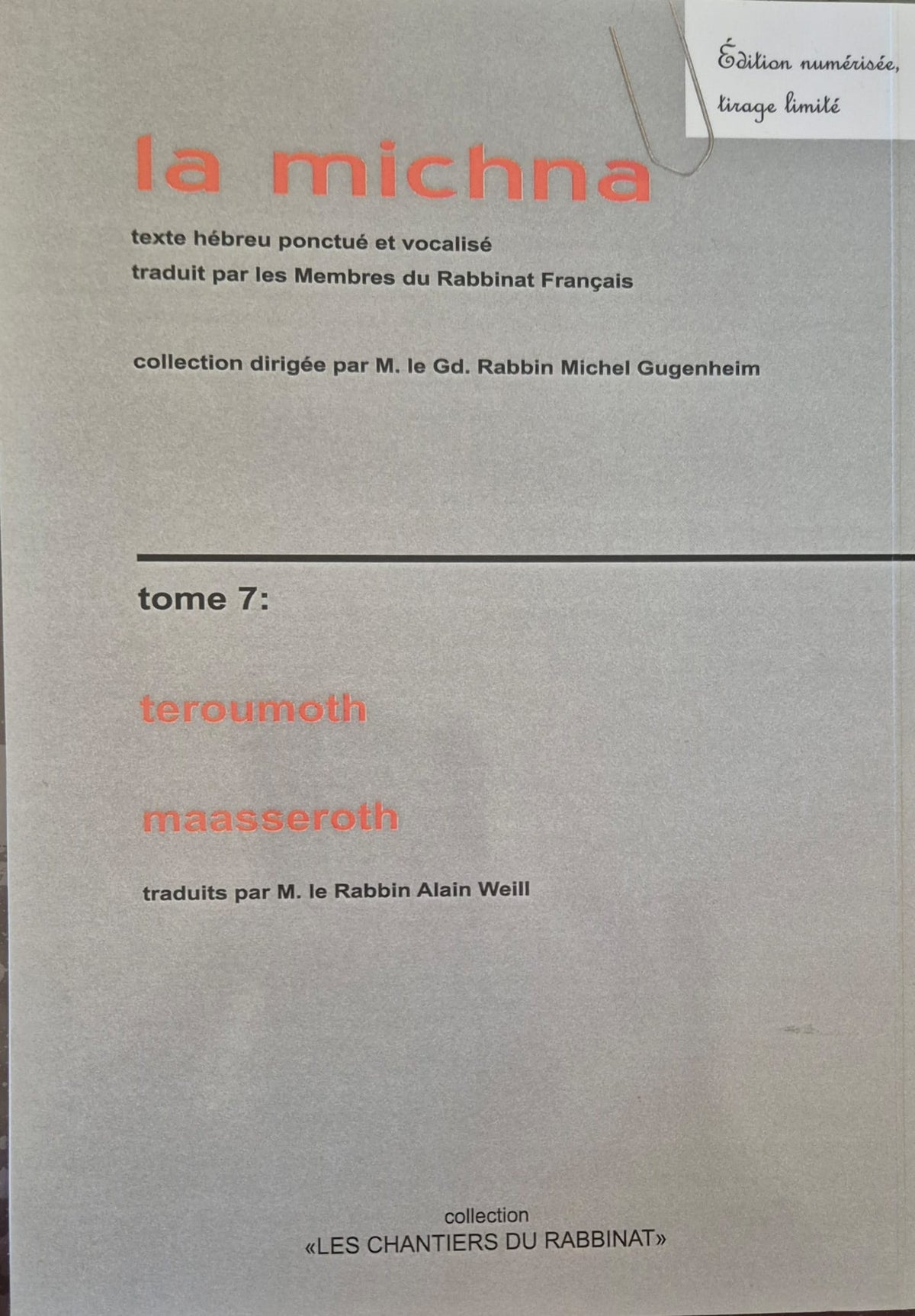 La michna Teroumoth Maasseroth - Traduction française