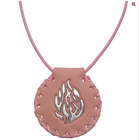 Pendentif en similicuir rose avec déco flamme BRESLEV