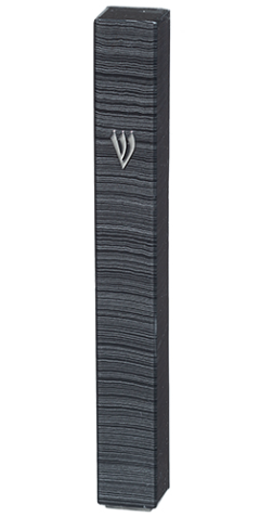 Boitier mezouza de 12 cm en PVC gris anthracite et déco fines rayures