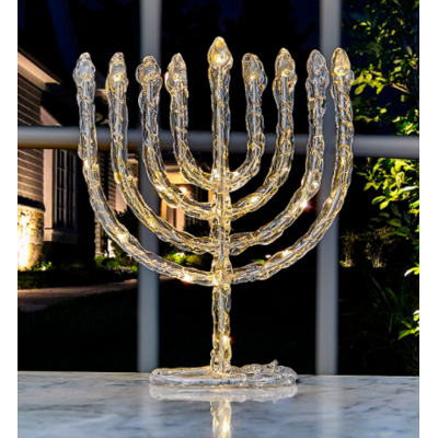 Hanoukia en verre lumineuse 22X15 cm