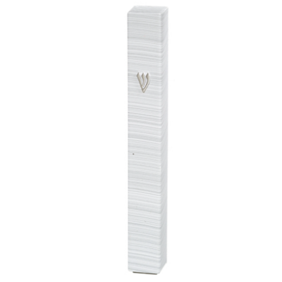 Boitier de mezouza Blanc 12 cm avec fines rayures