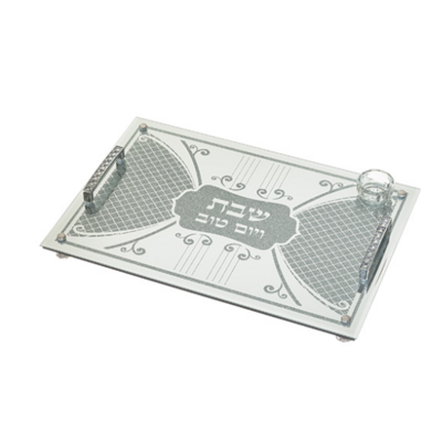 Planche à pain en verre avec anses et déco 45X30 cm