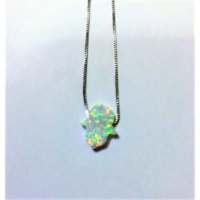 Chaine et main en opaline blanche